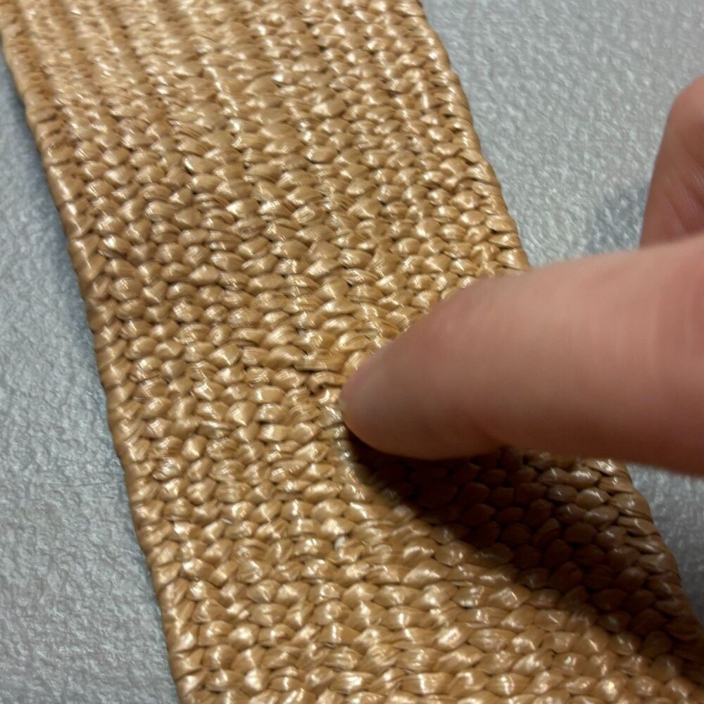 Beige Woven Straw Belt with Tortoiseshell Buckle - Picture 9 of 9
